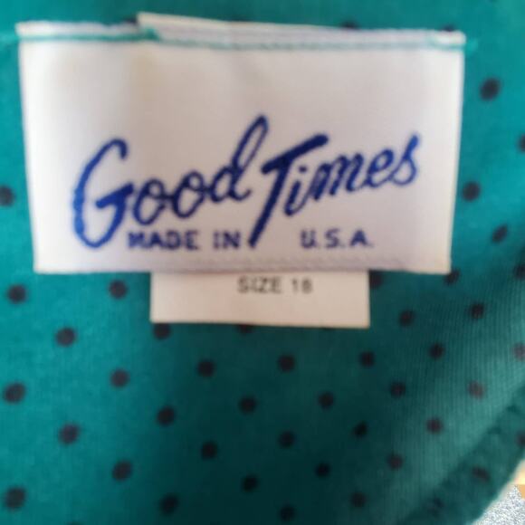 Vintage 80s Blouse  Polka Dot Ribbed Hem Size Large - Picture 3 of 5